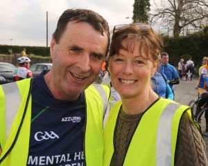 Cllr Liam Brazil and his wife Marie at last April’s charity cycle in aid of Suicide or Survive. 