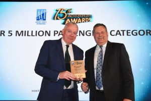 Pictured are Cork Airport Managing Director Niall MacCarthy and Peter Hotham, Deputy Executive Director at SESAR Joint Undertaking as Cork Airport is named Best Airport in Europe serving under five million at the ACI EUROPE Annual Assembly & Congress.
